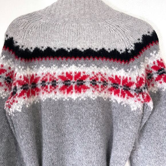 GREATPLAINS Lambswool Angora Fair Isle Snowflakes Cardigan in Multi Size L - Picture 5 of 15